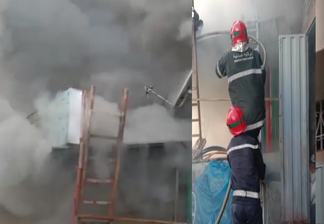 حريق مهول بدكان دروكري بحي الفتح 2 بالمحمدية