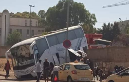 سقوط حافلة نقل المسافرين من على سور محطة سلا   (السهب القائد )