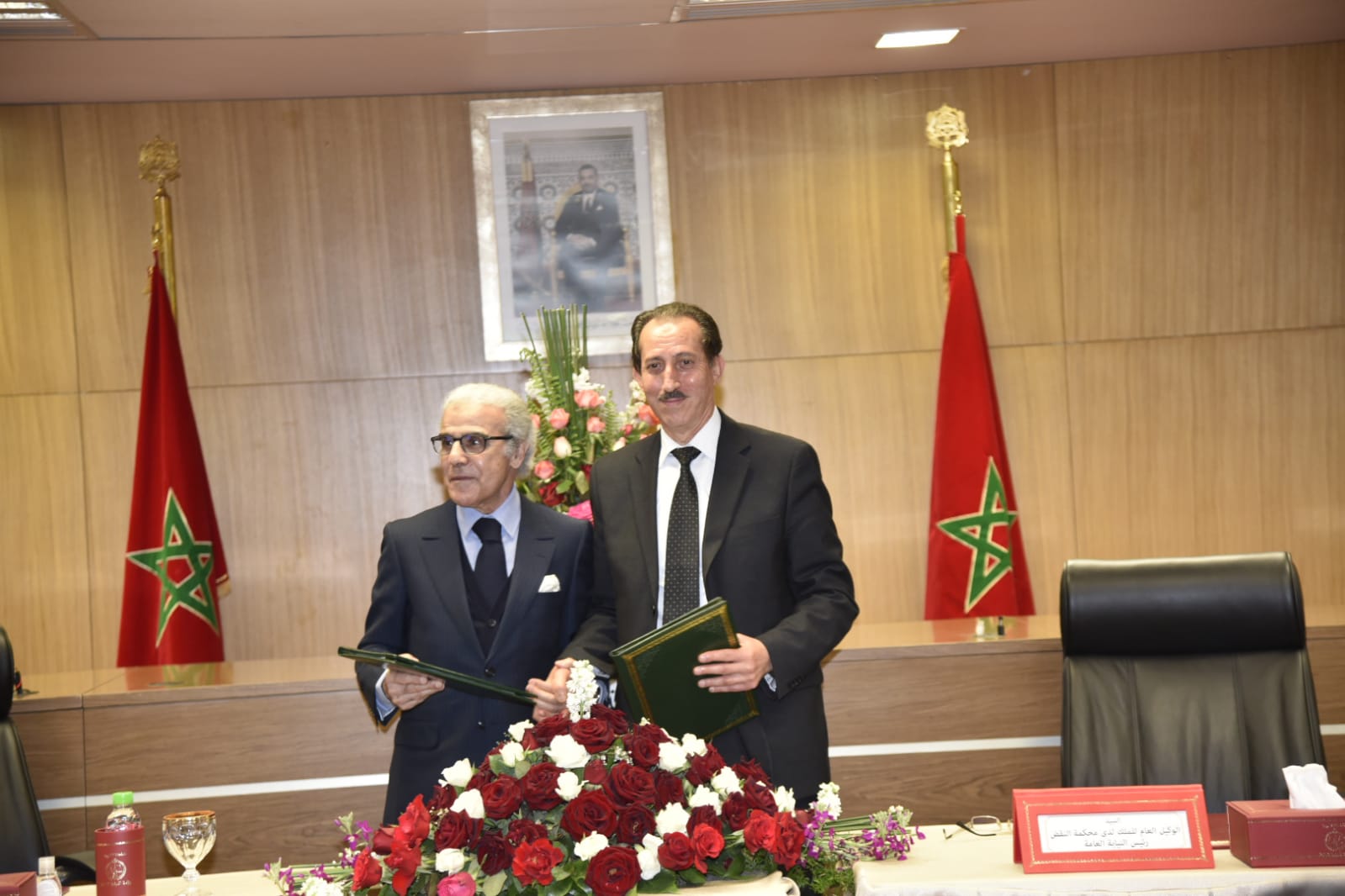 كلمة السيد مولاي الحسن الداكي الوكيل العام للملك رئيس النيابة العامة بمناسبة توقيع اتفاقية الشراكة والتعاون بين رئاسة النيابة العامة وبنك المغرب. 